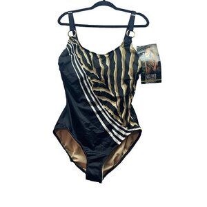 NWT Vintage Carol Wior Slimsuit Sz 18 Slimming Swim Suit One Piece Animal Print